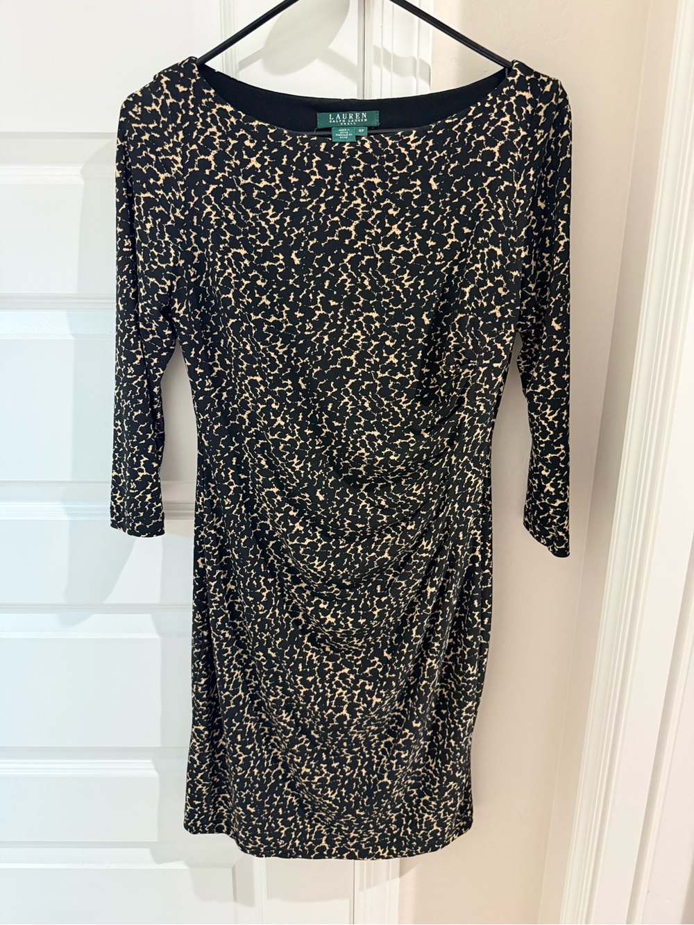 Lauren Ralph Lauren Black & Beige Printed Dress